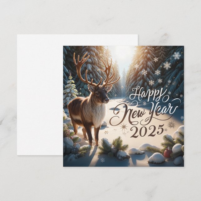 Majestic Reindeer New Year 2025 Greeting Card (Front/Back)