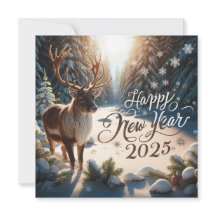 Majestic Reindeer New Year 2025 Greeting Card