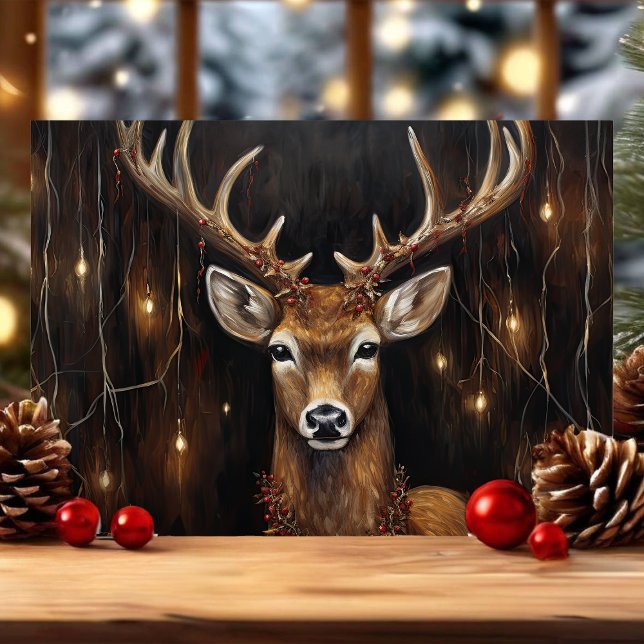 Majestic Reindeer with Edison Lights Holiday Card (Creator Uploaded)