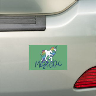 Majestic Retro Rainbow Unicorn Car Magnet