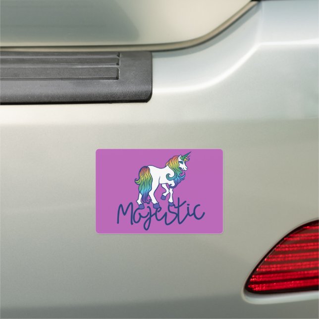 Majestic Retro Rainbow Unicorn Car Magnet (In Situ)
