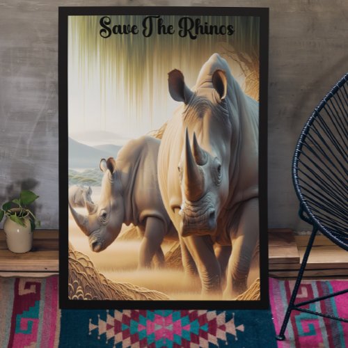 Majestic Rhinos A Fields Grace Poster