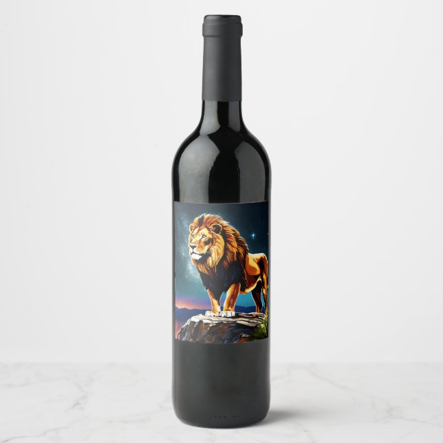  "Majestic Roar: A Lion’s Gaze" Wine Label (Front)