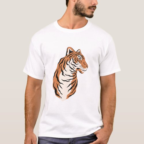 Majestic Roar A Striking Tiger Design T_Shirt