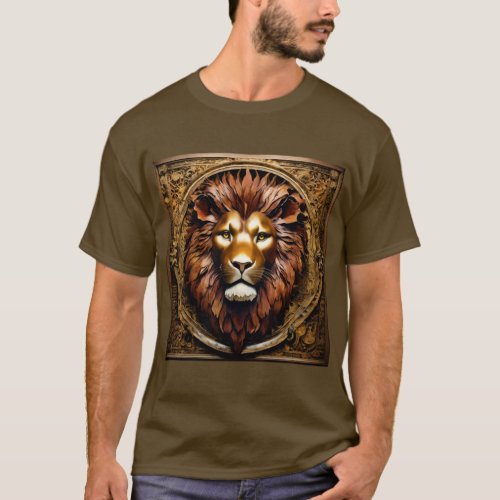 Majestic Roar Artistic Lion Face T_shirt