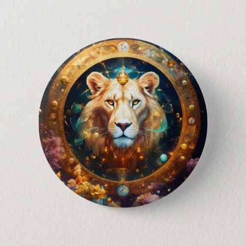 Majestic Roar Captivating Lion Art Print Button