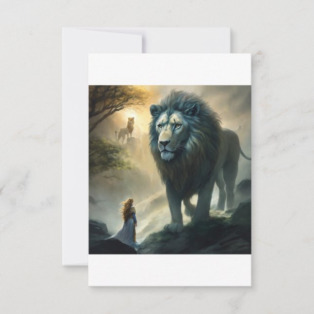 Majestic Roar: Lion and Guardian-Themed Invitation (Front)