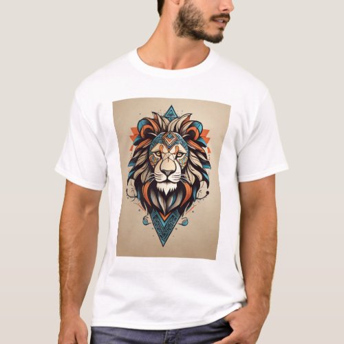 Majestic Roar Tribal_Inspired Geometric Lion T_Sh T_Shirt