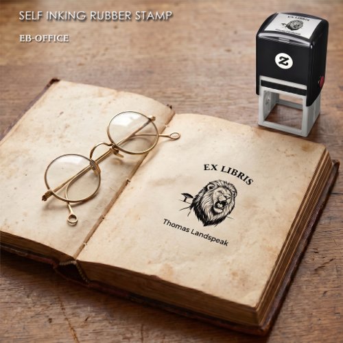 Majestic Roaring Lion Safari Ex Libris Bookplate Self-inking Stamp
