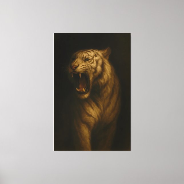 Majestic Roaring White Tiger – Fine Art Canvas Print (Front)