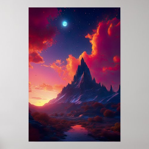 Majestic Rocky Mountain at Twilight Poster