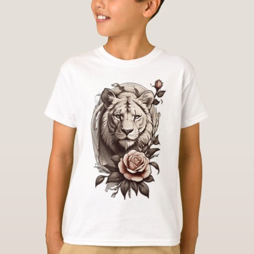 Majestic Rose Tattoo Sketch T_Shirt