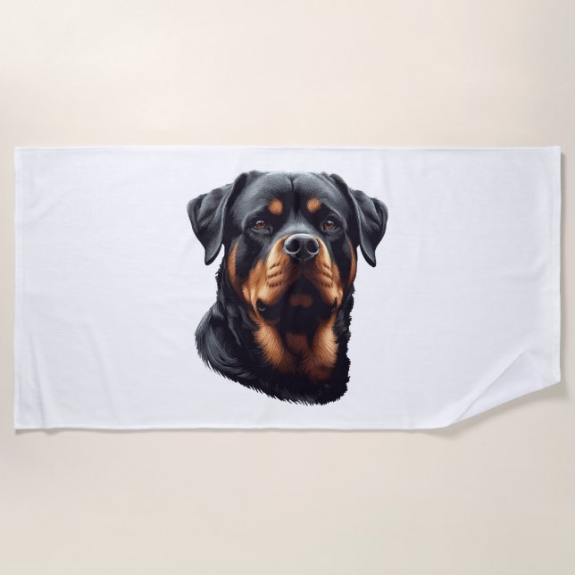 Majestic Rottweiler Dog Art Beach Towel (Front)
