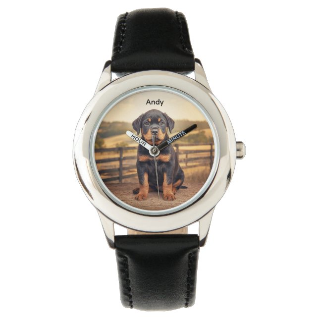 Majestic Rottweiler Kid's Personalized Watch (Front)