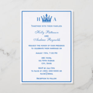 Majestic Royal Crown #1 Framed Initials Wedding Letterpress Photo Cards