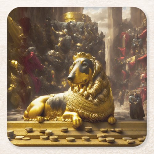 Majestic Royal Dog Square Paper Coaster