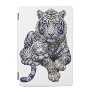 Majestic Royal Jeweled White Tiger Art iPad Mini Cover