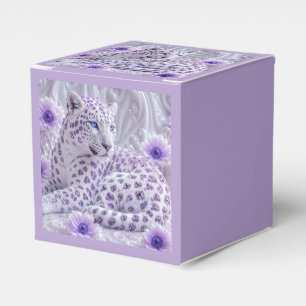 Majestic Royal Purple Jeweled Leopard Art Favor Boxes