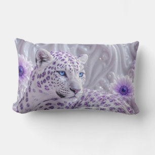 Majestic Royal Purple Jeweled Leopard Art Lumbar Pillow
