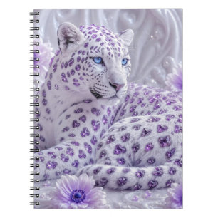Majestic Royal Purple Jeweled Leopard Art Notebook
