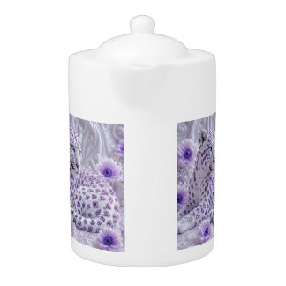 Majestic Royal Purple Jeweled Leopard Art Teapot