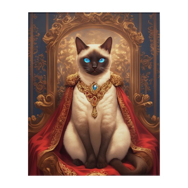 Majestic Royal Siamese Cat Portrait Acrylic Print (Front)