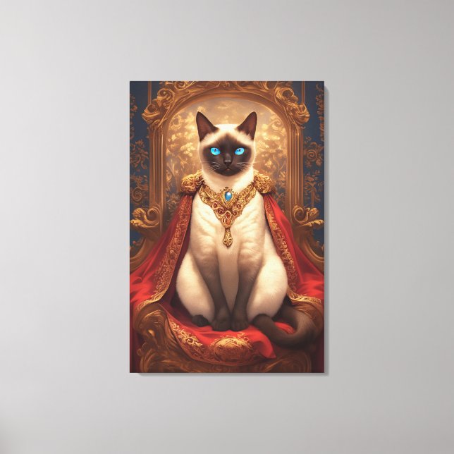 Majestic Royal Siamese Cat Portrait Canvas Print (Front)