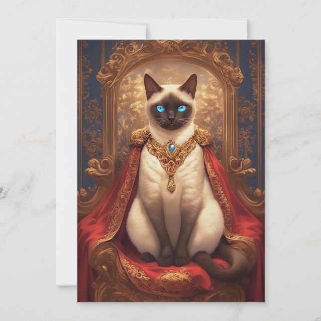 Majestic Royal Siamese Cat Portrait Card (Front)