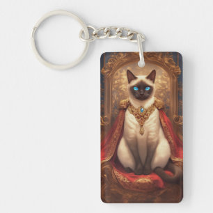 Majestic Royal Siamese Cat Portrait Keychain