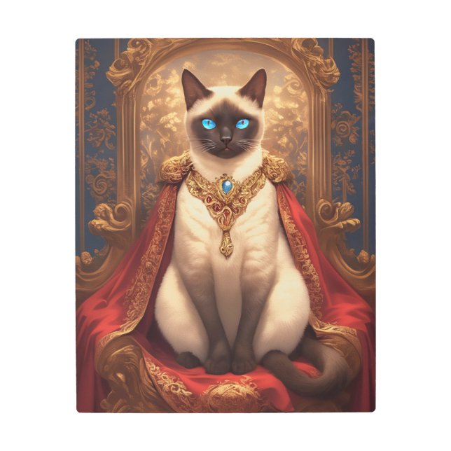 Majestic Royal Siamese Cat Portrait Metal Print (Front)