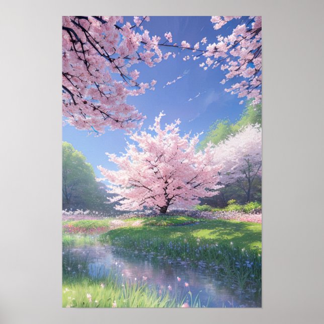 Majestic Sakura Stream Poster (Front)