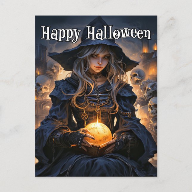 Majestic Salem Witch | Happy Halloween Postcard (Front)