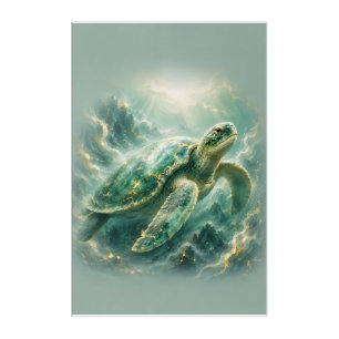 Majestic Sea Turtle Riding Ocean Waves Marine Wi Acrylic Print