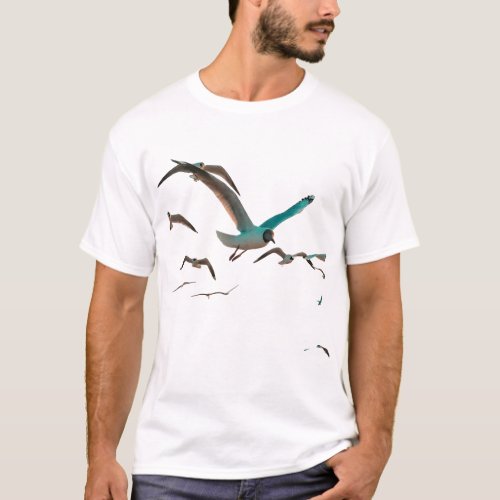 majestic seagulls gliding effortlessly T_Shirt