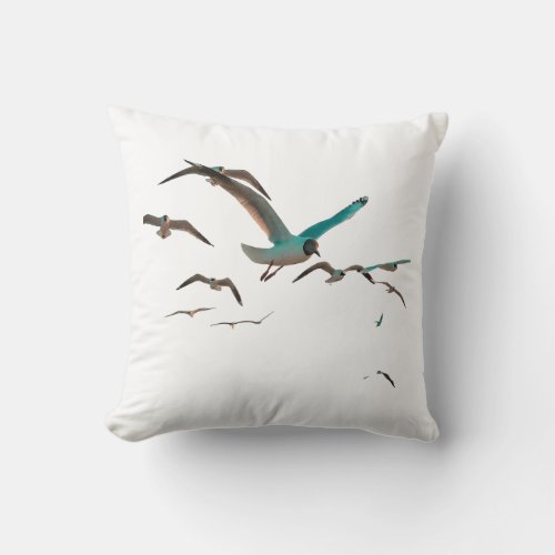 majestic seagulls gliding effortlessly T_Shirt Throw Pillow