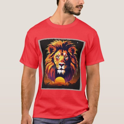 Majestic Shadows Silhouette Lion Design T_Shirt
