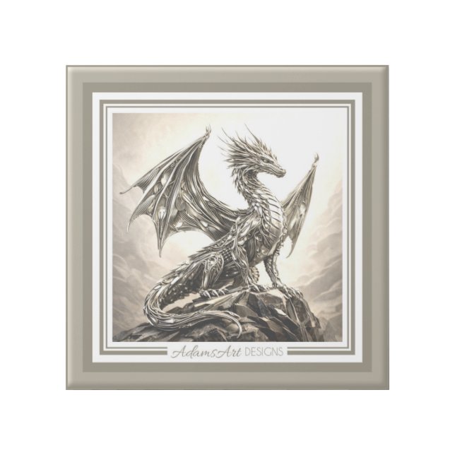 Majestic Silver Dragon Fantasy Gallery Wrap (Front)