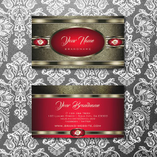 Majestic Silver Effect Red with Faux Rhinestones  Business Card