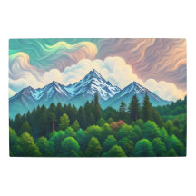 Majestic Snow-Capped Mountains over Lush Evergreen