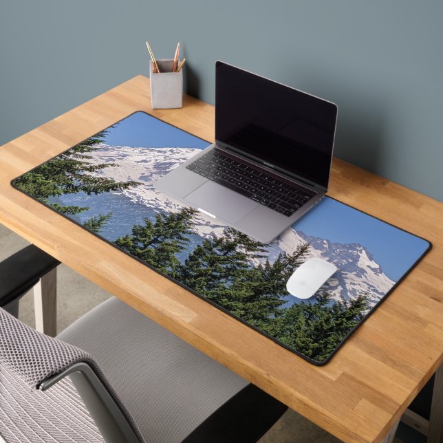 Majestic Snow Covered Mount Rainier Landscape Desk Mat (Office 2)