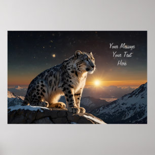 Majestic Snow Leopard – Customizable Text Poster