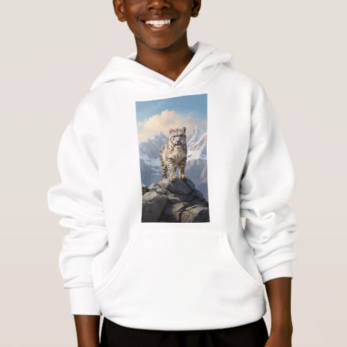 Majestic Snow Leopard Mountain_Top  Kids Pullover