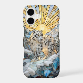 Majestic Snow Leopard Stained Glass Art iPhone 17 Case