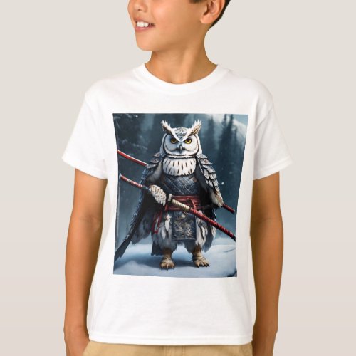 majestic snow owl perched on a tree branch T_Shirt