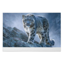 Majestic Snow Panther in Winter Mountains – Elegan