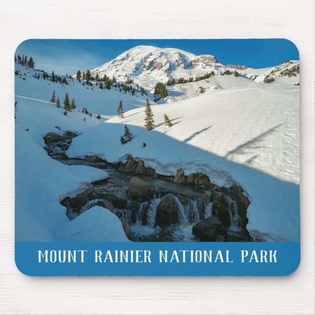 Majestic Snowbound Mt. Rainier Mouse Pad (Front)