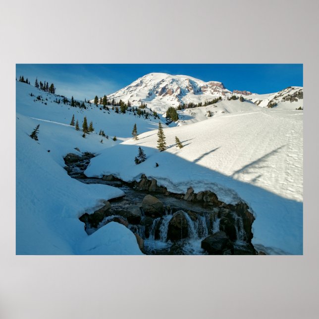 Majestic Snowbound Mt. Rainier Poster (Front)