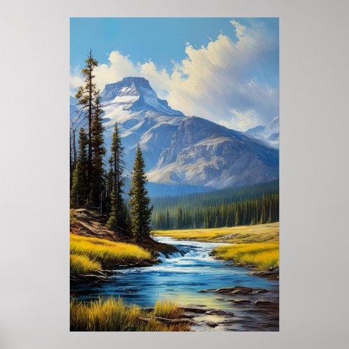 Majestic Snowy Mountain Poster