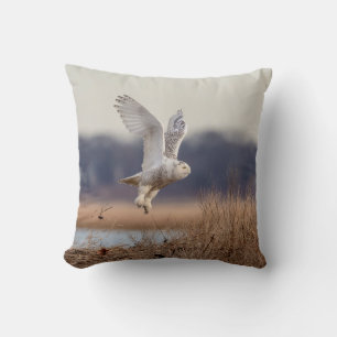 Majestic Snowy Owl of the Connecticut Coast Throw Pillow