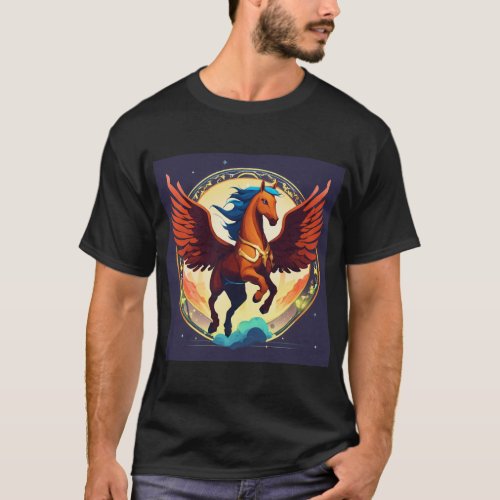 Majestic Soar Flying Horse Printed T_Shirt T_Shirt